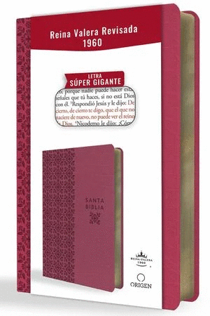 BIBLIA REINA VALERA REVISADA 1960 SIMIL PIEL FUCSIA ROSA LETRA EXTRA GRANDE